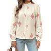Womens 2026 Early Lace-Trimmed Round Neck Long Sleeve Shirt Blouse Casual Elegant Style