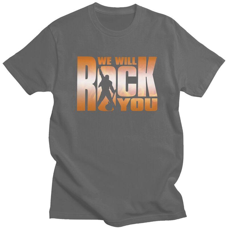 Мужские футболки на заказ We Will Rock You 100% хлопок Футболки Queen Рок-группа Футболки с коротким рукавом Модная футболка Одежда