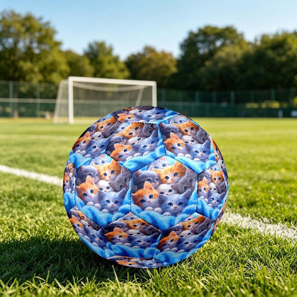 1pc Cuddly Kittens Blanket Theme Soccer Ball Football, Size 5, Lightweight PVC, Outdoor Training Soccer Ball,Gift c65141