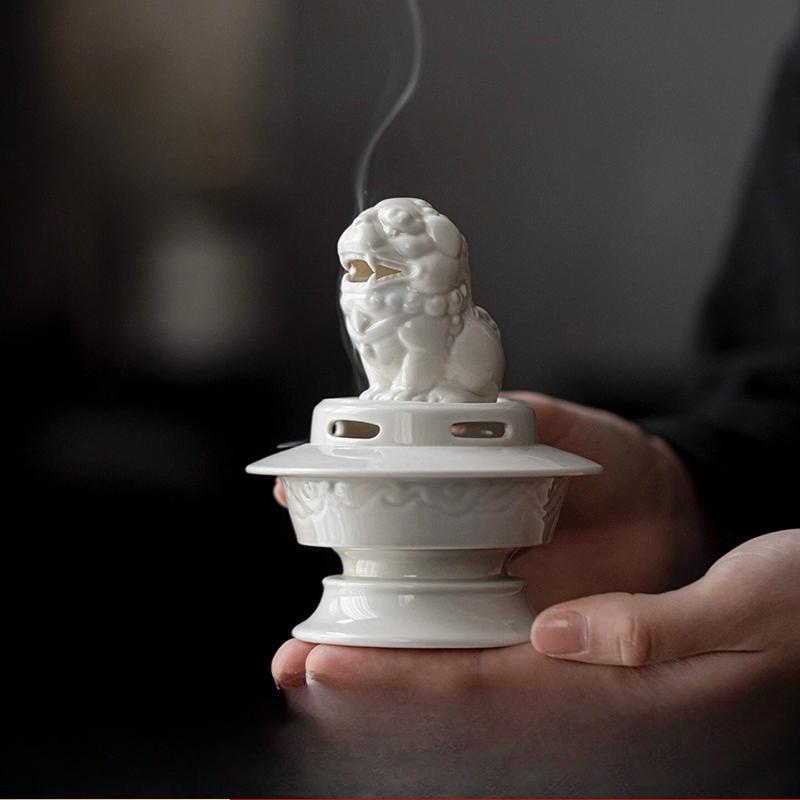 Глазурь из золы растений, фигурка Суаньни (Львиный пес), курильница для благовоний, креативный ретро-керамический настольный декор для дома
