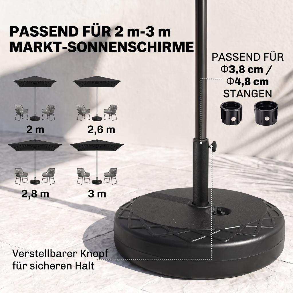 Sun Umbrella Stand Sun Umbrella Holder Weather Resistant Fillable Ø55 X 38H Cm Black
