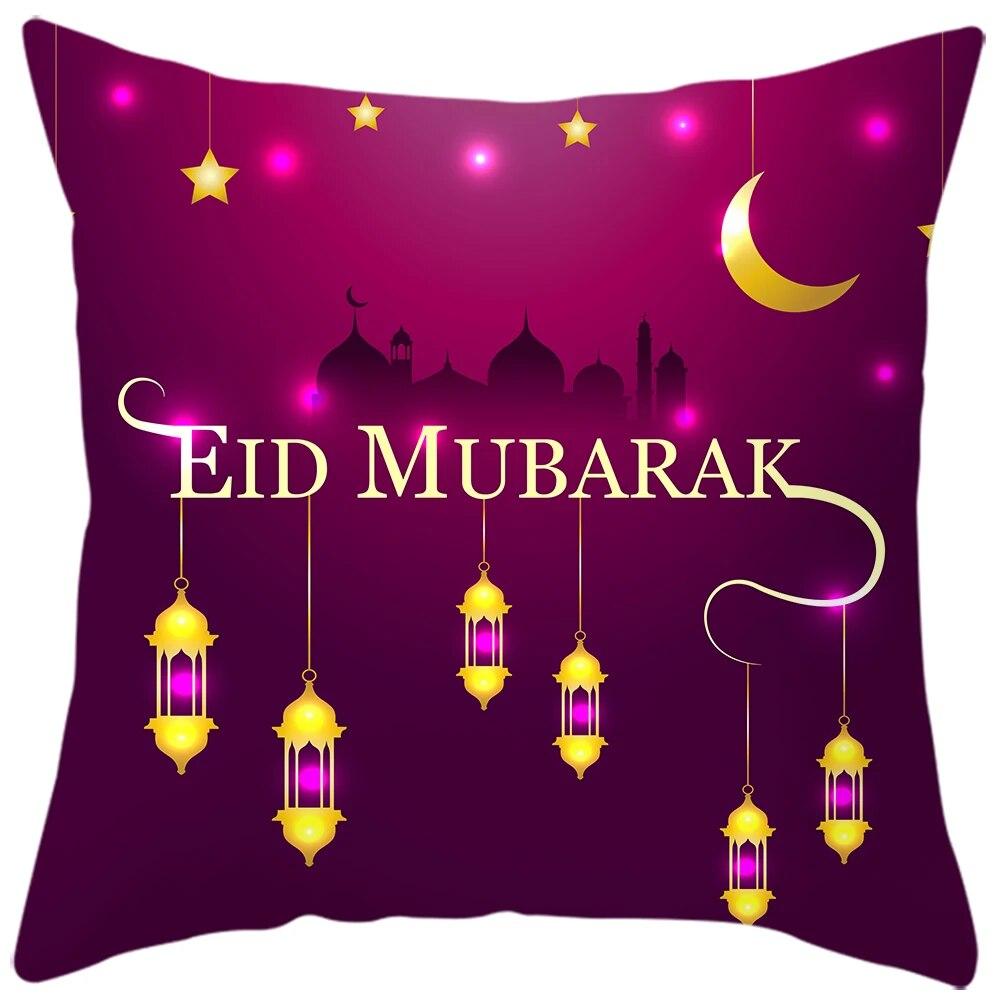 2024 Eid Mubarak Home Decor Pillowcase Sofa Cushion Cover Islamic Mosque Muslim Decorative Pillowcase Ramadhan Gift