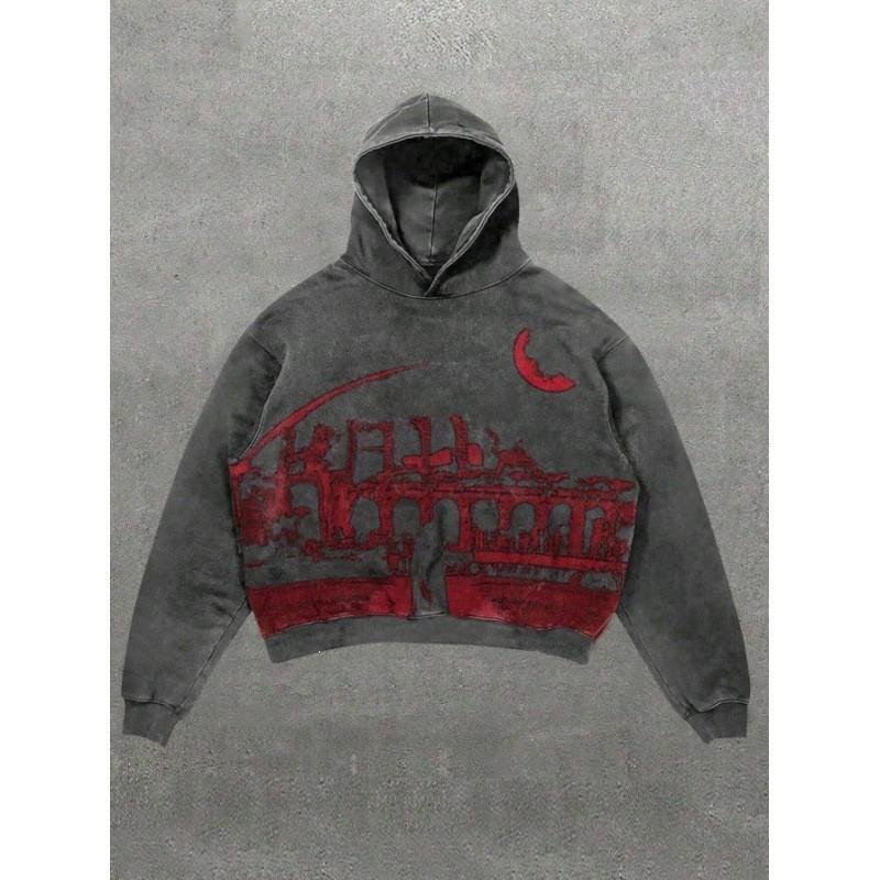 American Punk Skull 3D Print Cropped Hoodie Loose Fit Men Women Streetwear