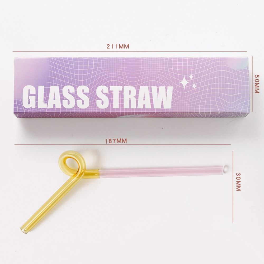 Reusable Washable Transparent Juice Milk Drinking Gift Box Set Drinking Tube Glass Straw