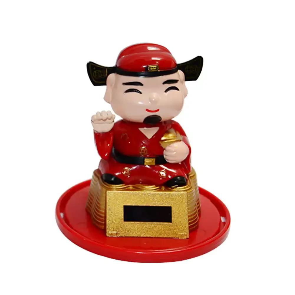 Креативное украшение салона автомобиля Украшение с использованием солнечной энергии Качающаяся голова Форма Богатства Мультяшный подарок Украшение