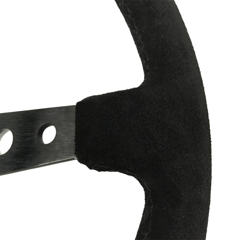 Racing Sport Suede Steering Wheel 14inch 350mm Car Steering Wheel Deep Dish 90mm Black OM25S0