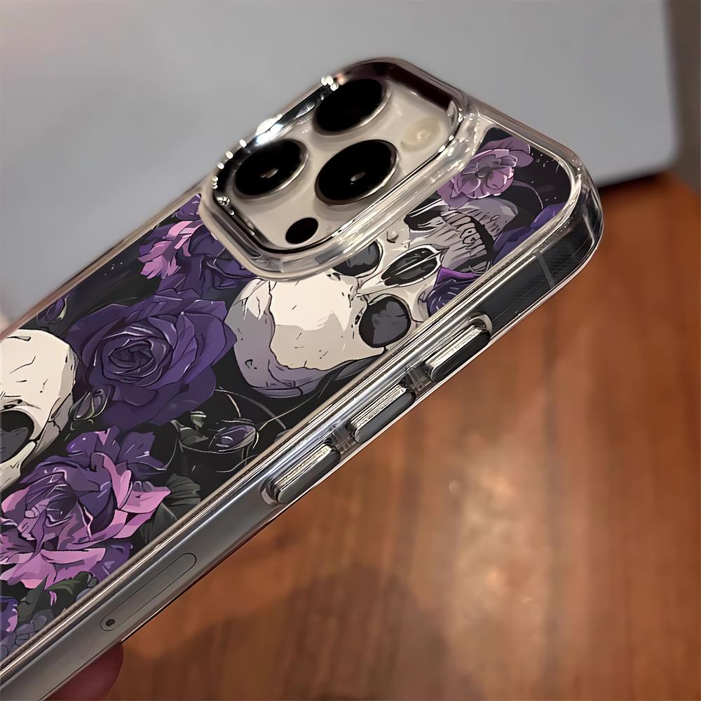 Фиолетовый Розовый Череп Чехол для Телефона Для Iphone 17 12 15 Plus 16 Pro Max 11 13 14 17E 16E Ultra Защита от Отпечатков Пальцев Мягкий Защитный Чехол
