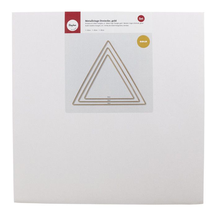 3 Gold Metal Triangles 20/25/30 Cm