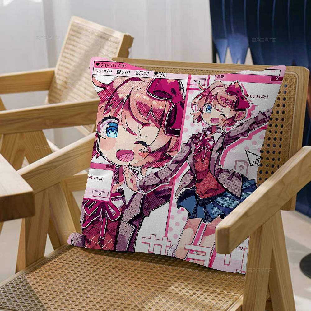 Подушка с изображением персонажей визуальной новеллы D-Doki для спальни и гостиной, декоративная наволочка для дивана