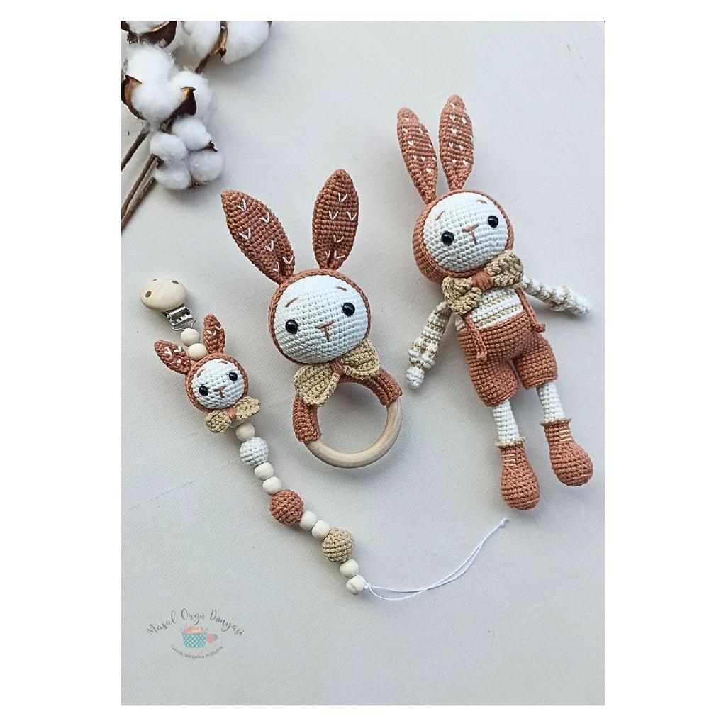 Amigurumi Rabbit Toy - Teether And Pacifier Chain/strap
