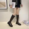 Women's Knee High Boots High Quality Casual Leather Boots Fashion Long Tube Platform Boots Women Western Knight Boot Botas Mujer