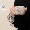 Soft Cover For AirPods Pro 2 Cute Black Butterfly Wave Border Headphones Case For AirPods 4 1 2 3 With Pendant Protective Shell