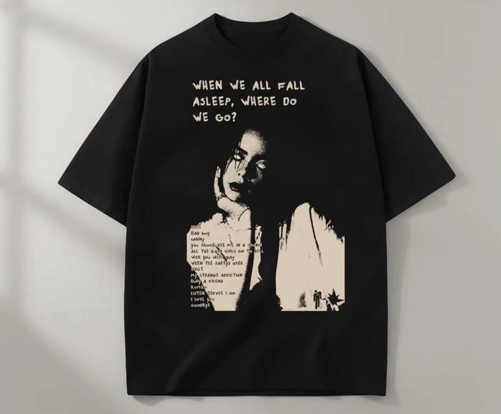 2026 New Billie Eilish When The Party's Over Album Graphic‑Print Unisex Loose Short‑Sleeve T‑Shirt, Y2K Street‑Style Casual Summer Top T-shirt