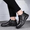 Winter Casual High-top Leather Shoes Men's Cowhide Tide Martin Boots Black Sleeve One-pedal Short Boots