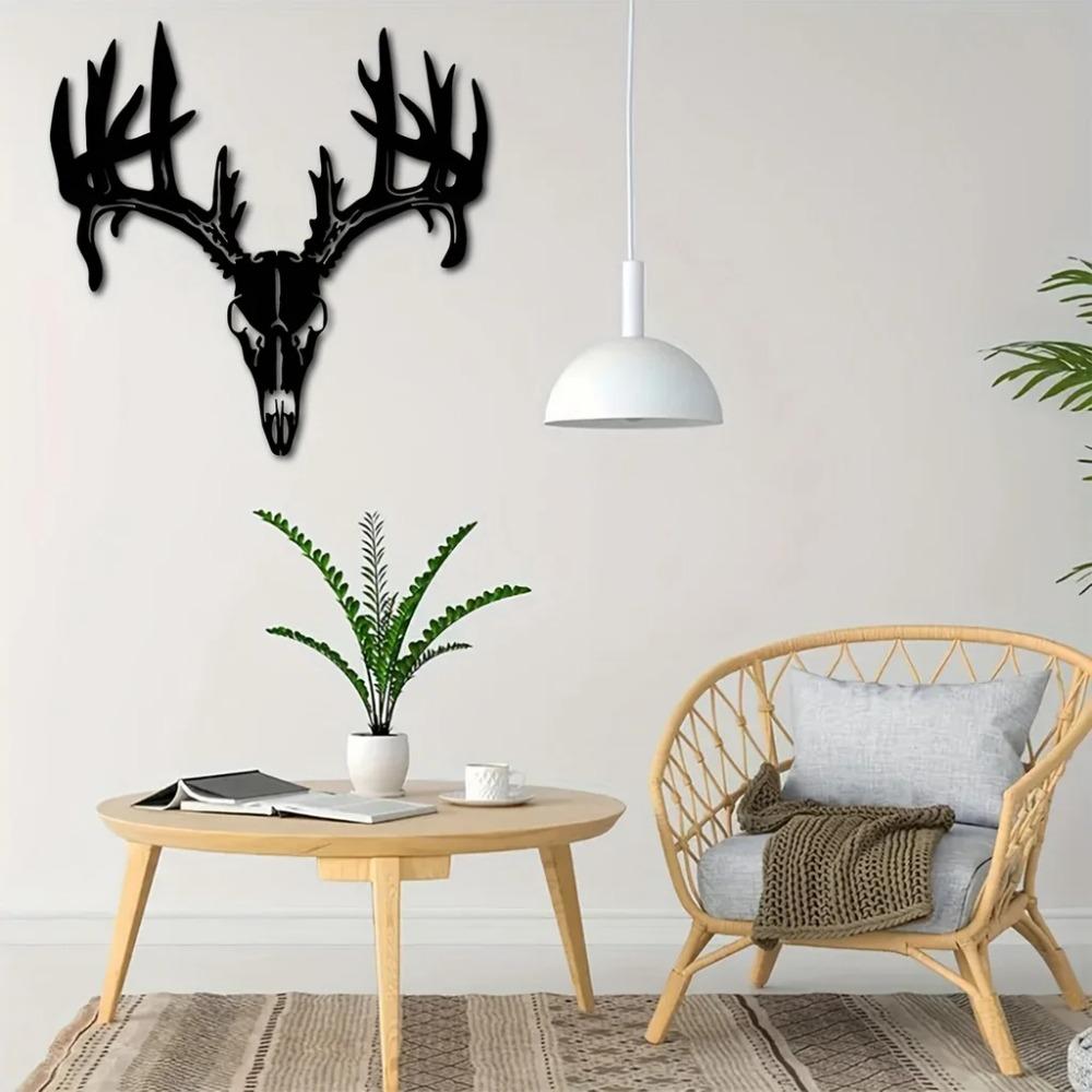Металлический настенный декор «Искусство оленя» - Знаки «Череп и голова оленя» - Железные изделия для гостиной - Уникальное металлическое настенное искусство и наклейки
