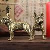 Mini Vintage Brass Bulldog Statue Metal Hunting Dog Figurine Home Office Desktop Decoration Lucky Copper Dog Small Ornament