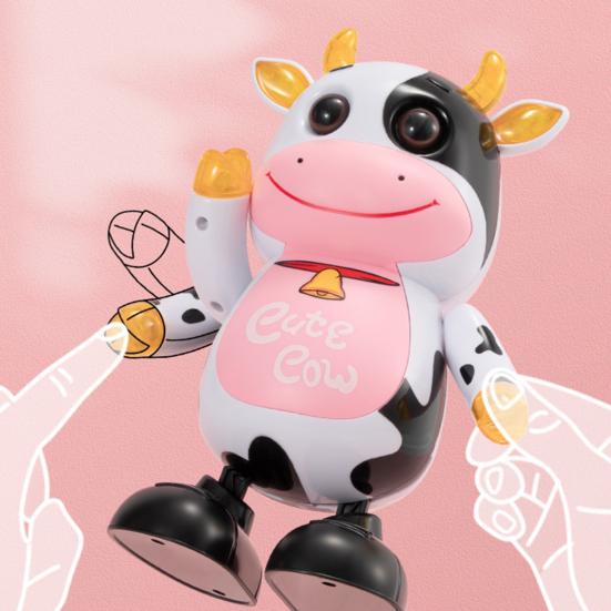 Kids Electric Cow Toy with LED Light Music Singing Dancing Cartoon Dairy Cattle Toy Toddlers Interactive Educational Movable Eyes Animal Musical Toy