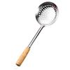 201Нержавеющая сталь сито-ковш с большой сеткой шумовка с деревянной ручкой ложка-шумовка для масла подходит для использования на кухне