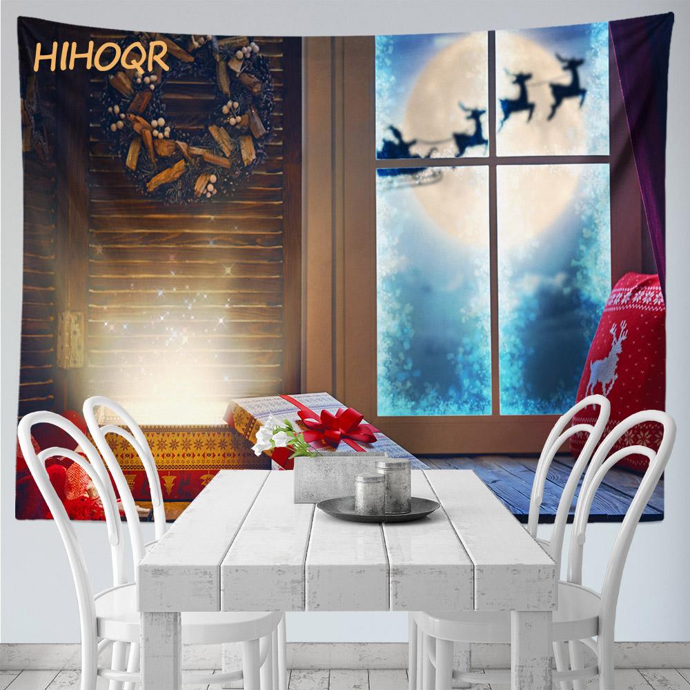 Рождественский гобелен настенный Санта-Клаус Рождественская снежная сцена гобелен на окно Эстетический декор комнаты украшение для дома и праздника