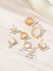8pcs/set Exquisite Cubic Zirconia Leaf Geometric Ear Clip Stud Earring For Women's Wedding Party Accessories, High-End Jewelry