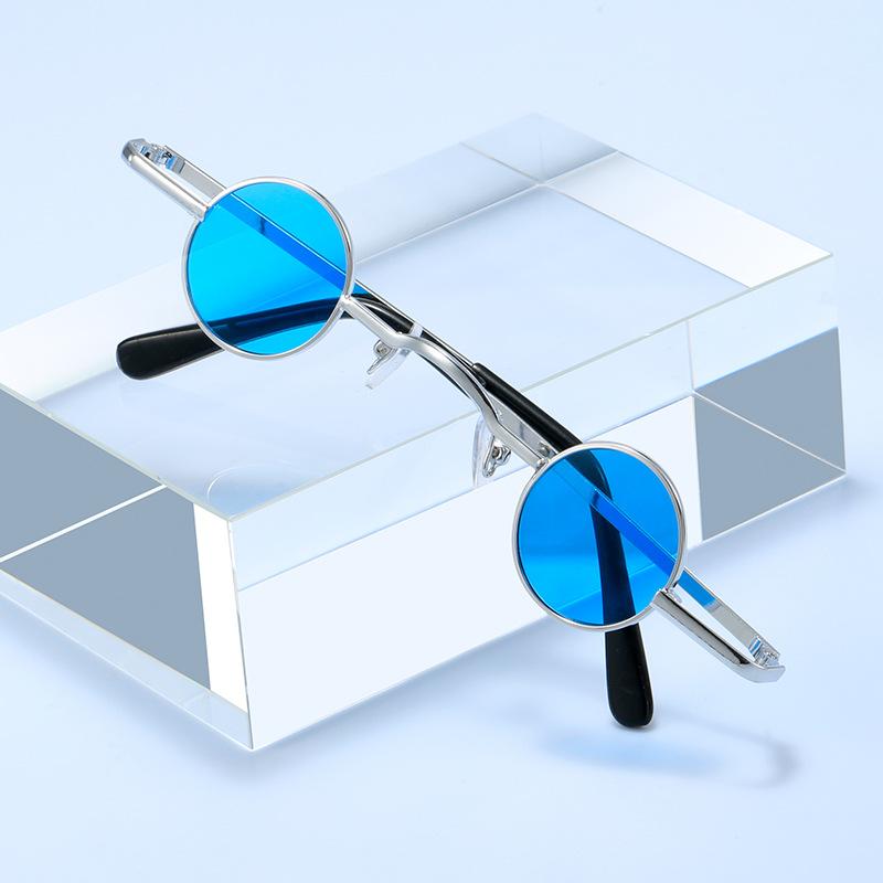 Солнцезащитные очки в стиле панк в круглой ультрамаленькой оправе для мужчин и женщин, очки в маленькой круглой оправе в стиле принца, металлические очки, солнцезащитные очки в стиле хип-хоп