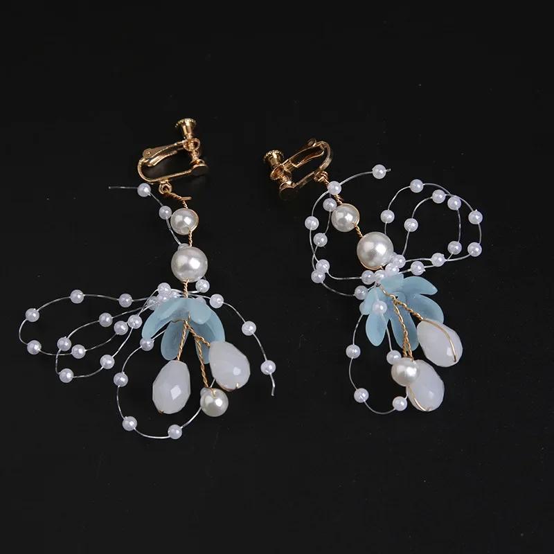Summer Boho Children Girl Pearl Butterfly Headdress Flower Wreath Garland Head Hoop Headbands Hair Wedding Bride Jewelry Gifts