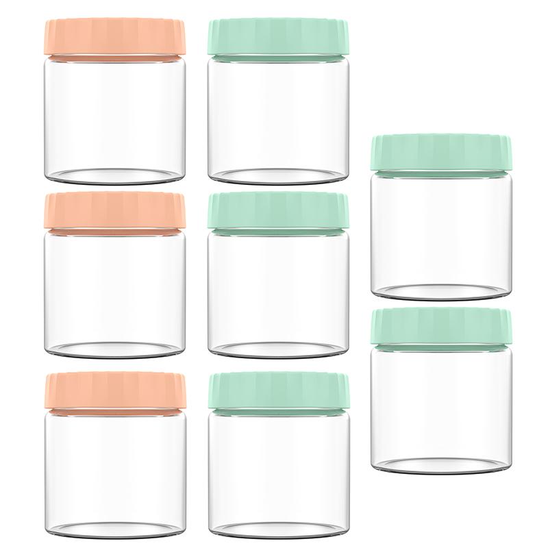 4/8Pcs Overnight Oats Container Moisture Resistant Sealable Glass Jars Kitchen Milk Fruit Salad Food Storage Jars Portable