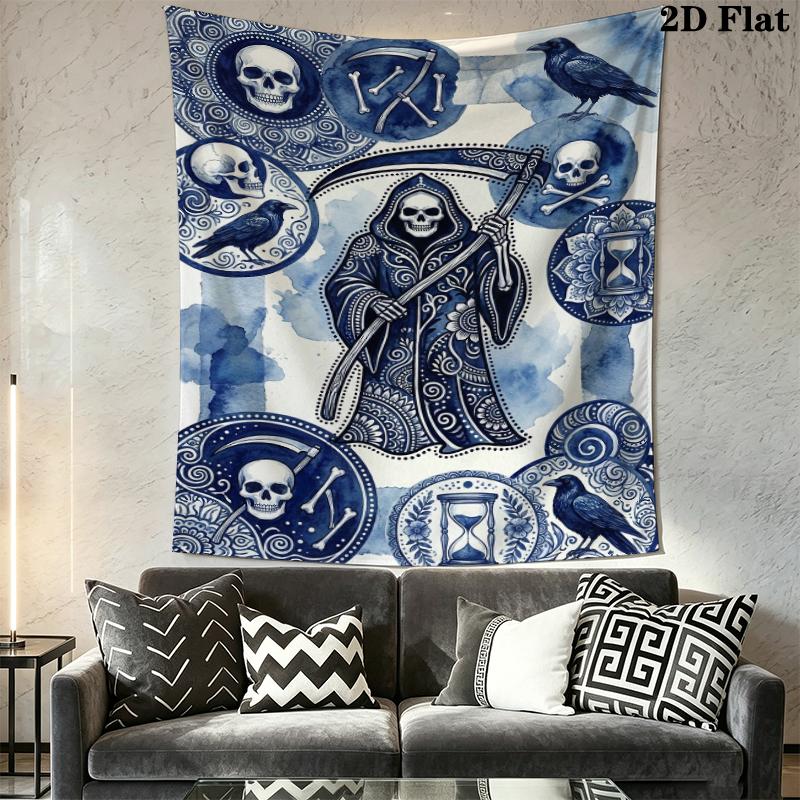 Death Wall Tapestry Aesthetic Wall Hanging Printed Fabric Blanket Decorative Tapestries for Bedroom Living Room Home Decor
