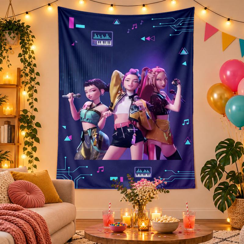 Полиэстеристый настенный гобелен с дизайном Kpop Охотники на демонов, Декоративное панно для спальни, гостиной, общежития