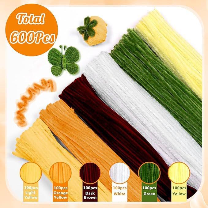 600pcs Mixed Color Thick Pipe Cleaners for DIY Crafts - Children's Educational Toy for Flower Bouquets, Chenille Stems/Strips.