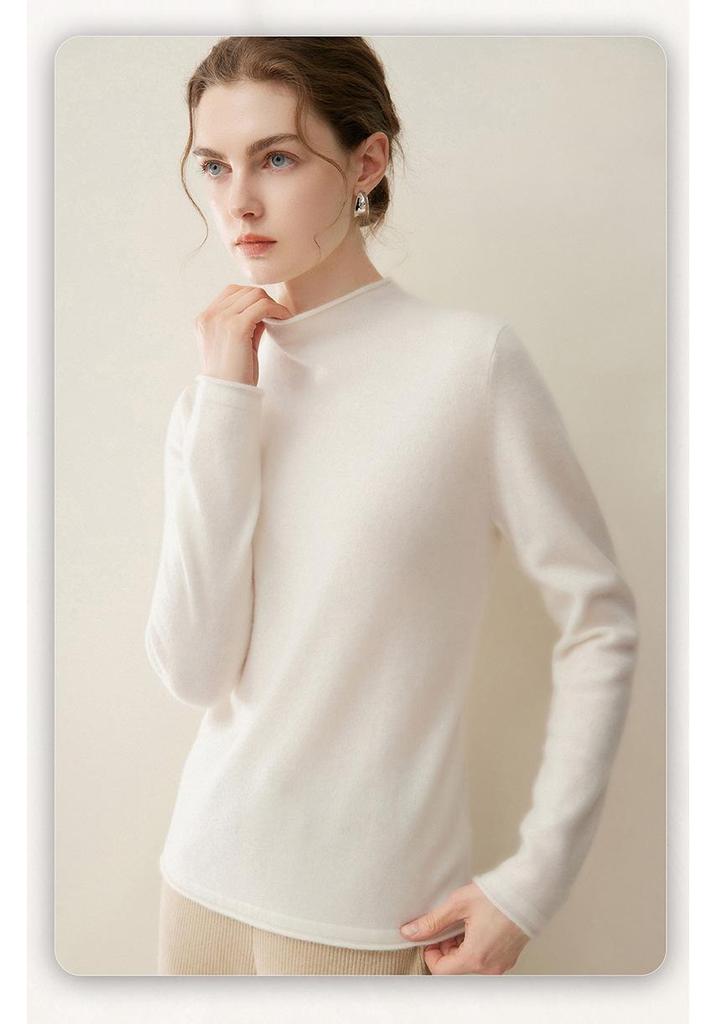 Lekasha Women's 100% Pure Cashmere Half-High Neck Sweater - Autumn/Winter Knit Base Layer