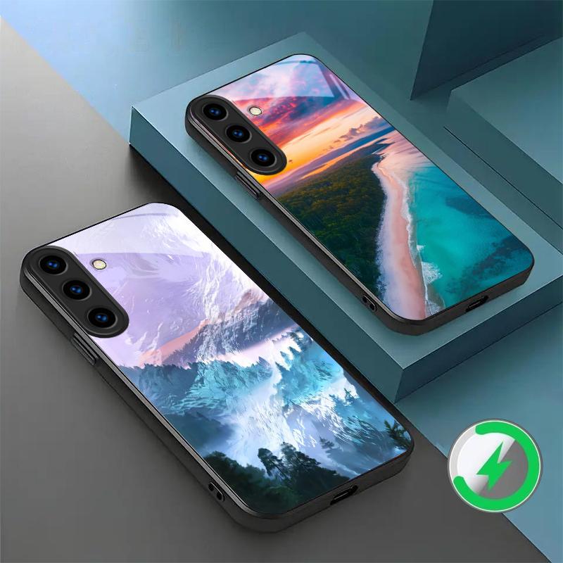 Морская буря маленький парусник Подходит для Samsung Galaxy S26 Ultra S20 FE S21 S22+ S23 Plus S24 S25 Edge магнетизм Стекло Чехол для телефона