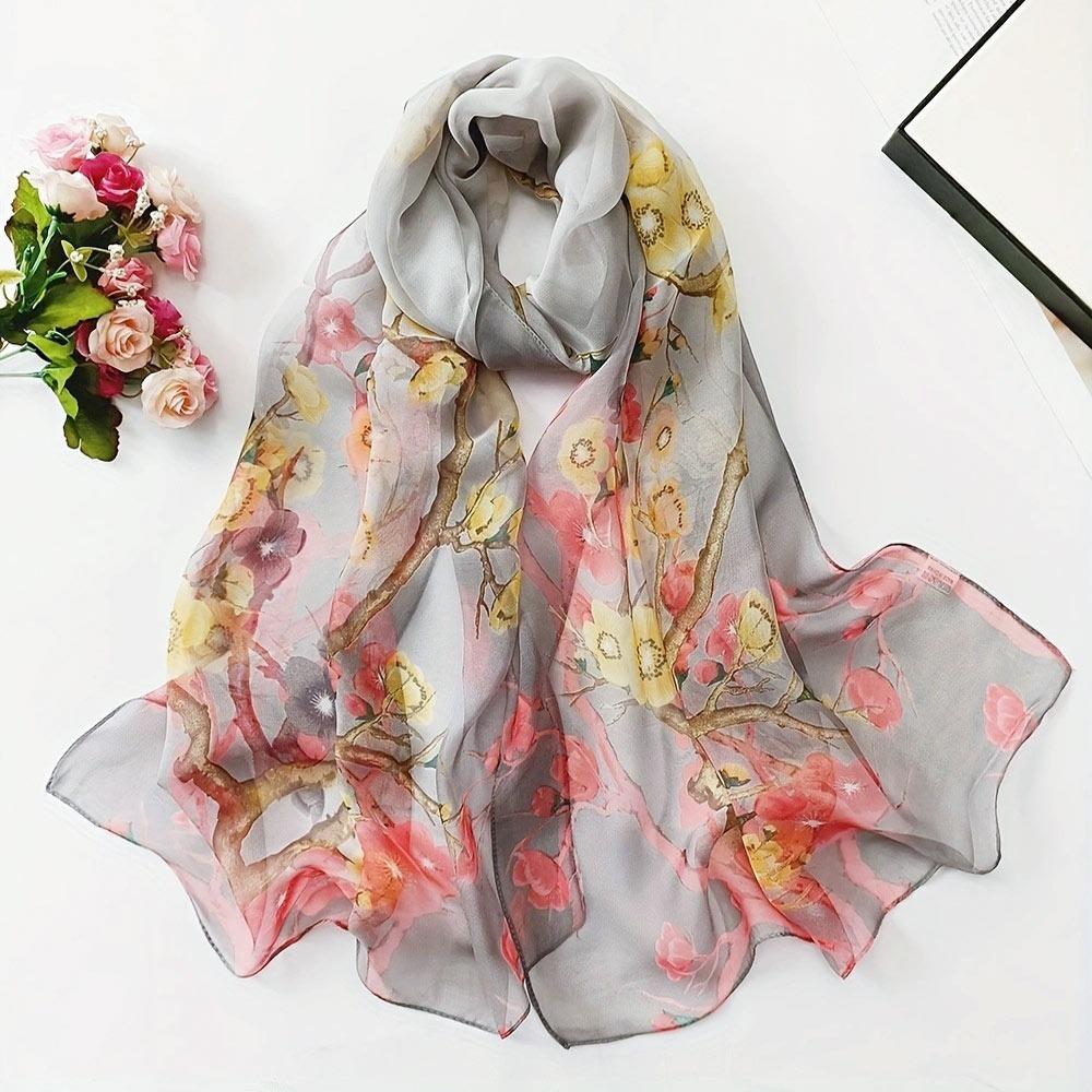 Breathable Silk Scarf Sun-Resistant Long Wraps Summer Bandana for Women