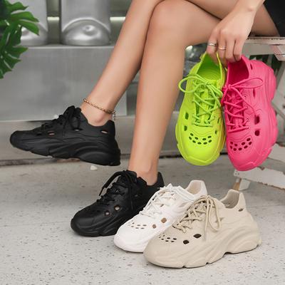 Туфли с дырочками женские летние для улицы, модные универсальные для вождения, спортивные дышащие для ходьбы по воде, полые пляжные на мягкой подошве, крутые шлепанцы