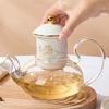 Легкий роскошный британский послеобеденный чайный сервиз со стеклянным цветочным чайником, керамической печью, подогревом свечей, заварочным чайником для замачивания фруктов