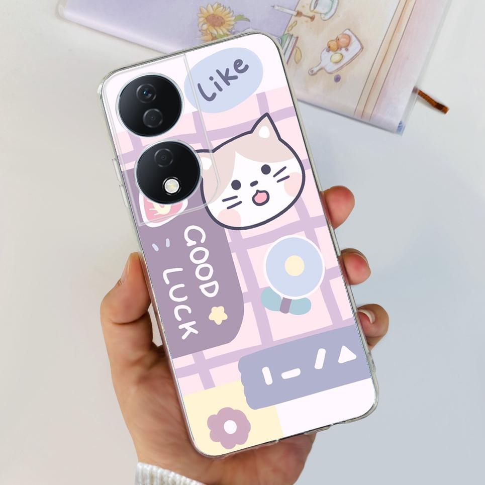 For Cover Honor X7b 5G Case For Honor X8B 4G Love Heart Women Fashion Luxury Pattern Housing Etui Huawei HonorX8b Soft Clear TPU