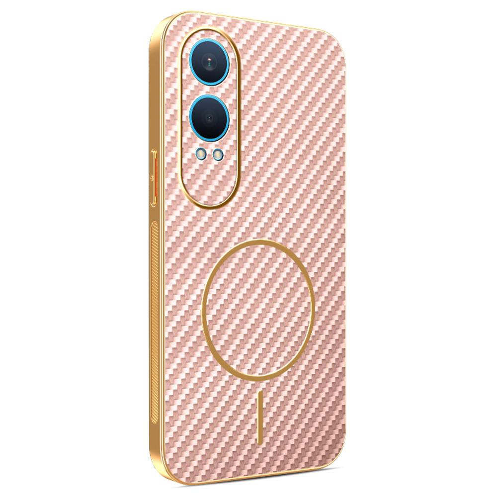 For OnePlus Nord CE4 Lite 5G Phone Case Carbon Fiber Textured Electroplated TPU Back Cover