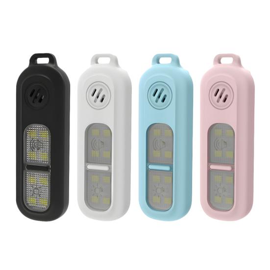 Outdoor Night Running Tri-Color Light Women Personal Safety Alarm Light USB Rechargeable 130dB Emergency Alarm Keychain LED Flashlight
