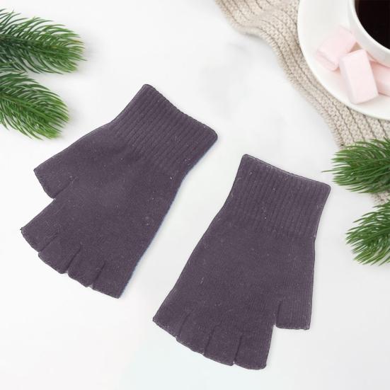 1 пара черных перчаток с полупальцами, женские и мужские шерстяные перчатки для вязания, однотонные эластичные теплые перчатки для верховой езды, спортивные варежки для тренировок