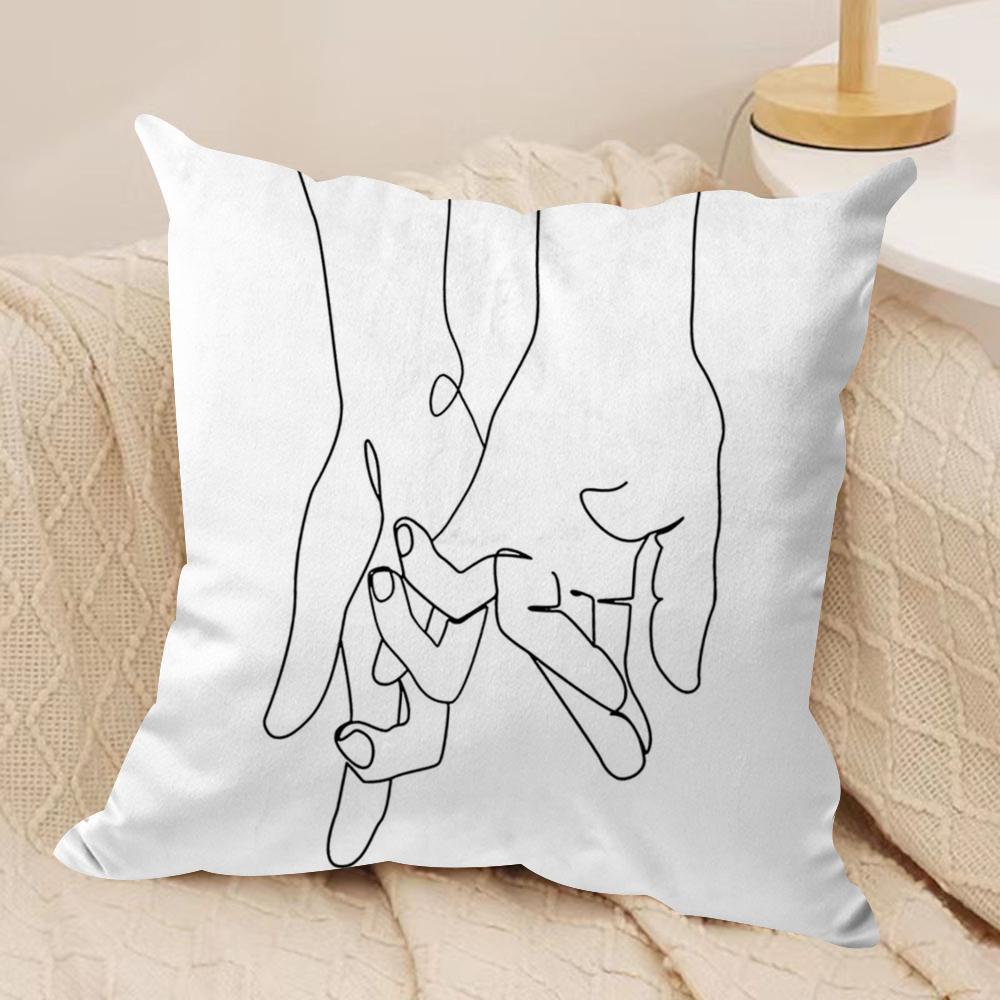 Black White Couple Line Cushion Cover Soft Plush Fabric DoubleSided Printed Sofa Cushion Cover for All Seasons Home Decor Gift