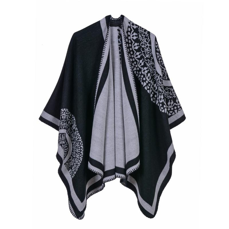 Ponchos Coat Cashmere Scarves Women Winter Warm Shawls And Wraps Pashmina Thick Capes Blanket Femme Scarf