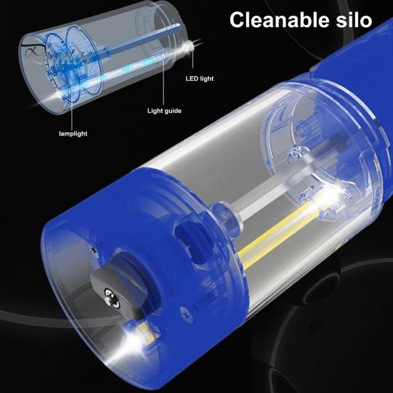 Электрическая мельница для соли и перца из 2 предметов со встроенной подсветкой, перезаряжаемая мельница из нержавеющей стали с регулируемой степенью помола, зарядка через USB-C, светодиодная подсветка