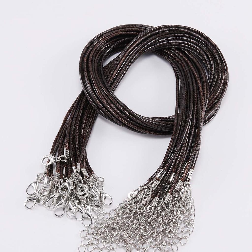 10Pcs 1.5/2mm Fauxs Leather Handmade Adjustable Braided Rope Pendant Charm DIY Findings Lobster Clasp String Cord Jewelry Making