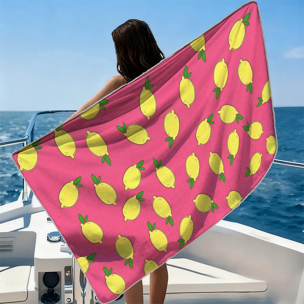 Pink Green FlowBeach Towel Ultra-fine Fiber Quick Drying Absorbent Beach Swimming Vacationvacation Essentials Gifts