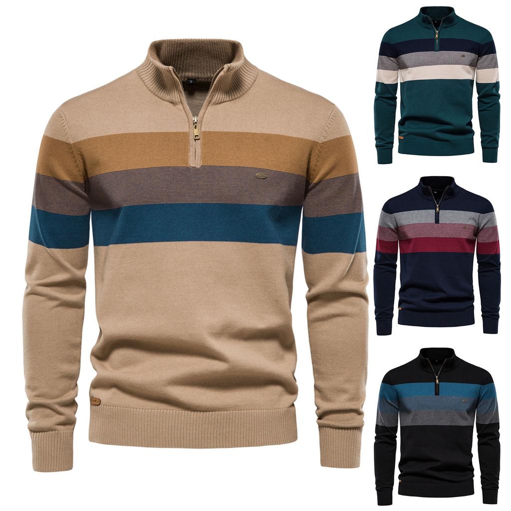 New Half Zipper British Long Sleeve Men's Sweater