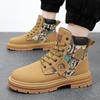Мужские ботинки 2024 года, модная повседневная обувь с вышивкой и высоким берцем, нескользящие ботинки на платформе, трендовая обувь для отдыха на открытом воздухе Chaussure Homme