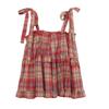 Красный клетчатый женский винтажный оборки милые девичьи укороченные топы праздничный крутой уличный стиль колледж стильная принцесса без рукавов