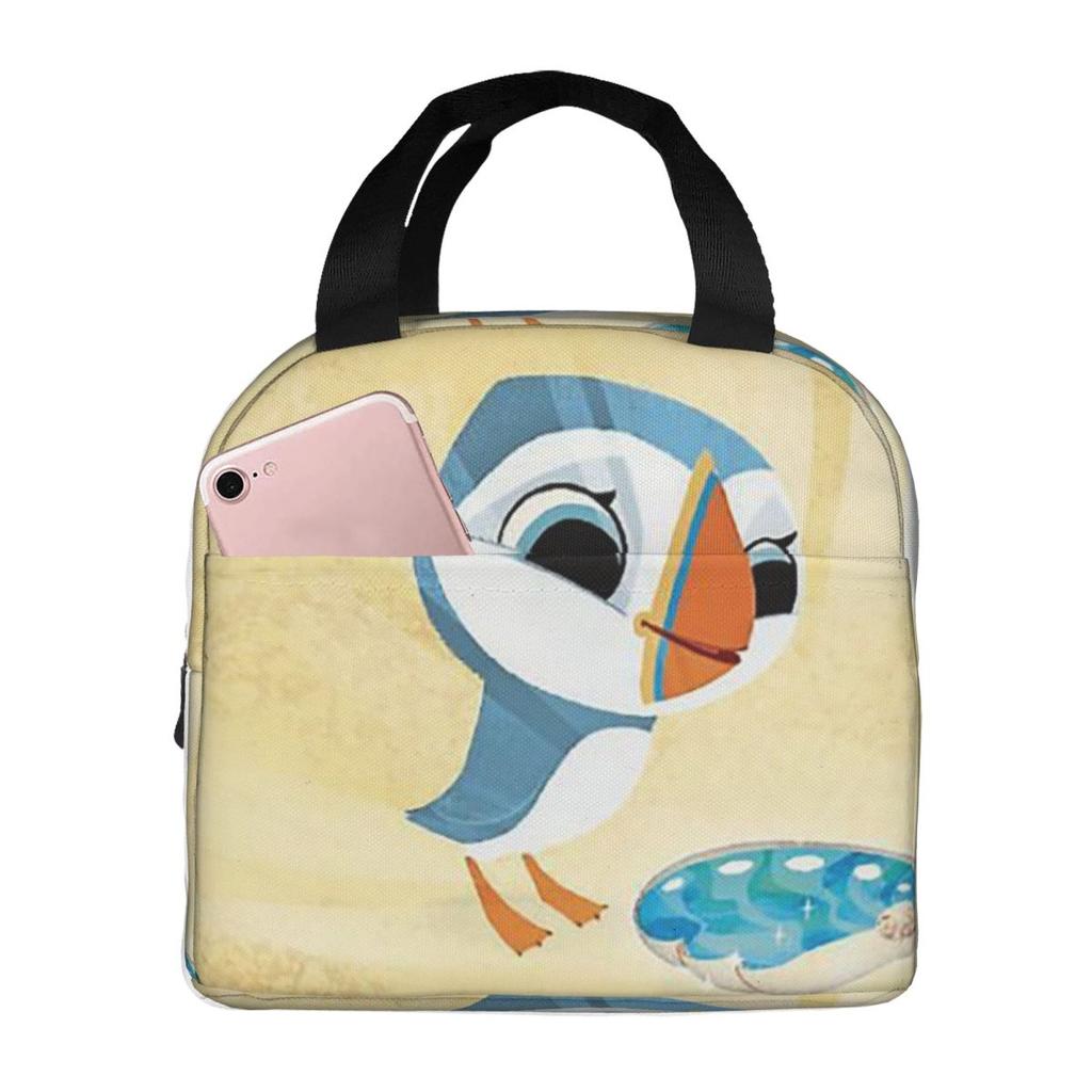 Puffin Rock And New Friends Cartoon Animation Insulated Lunch Bag for Women Kids Leakproof Food Boxes Thermal Lunch Box Tote