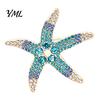 Starfish Brooch Pins Vintage Rhinestone Brooch, Ocean Metal Lapel Pin, Marine Life Clothing Accessories Sea Animal Jewelry for Suit Dress Coat