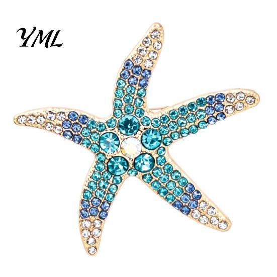 Starfish Brooch Pins Vintage Rhinestone Brooch, Ocean Metal Lapel Pin, Marine Life Clothing Accessories Sea Animal Jewelry for Suit Dress Coat